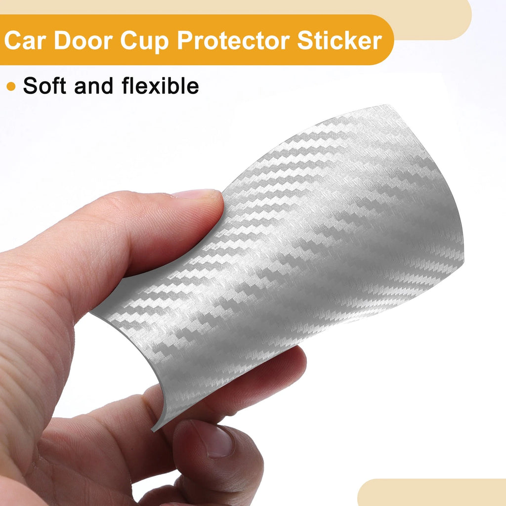 3D Car Door Cup Protector Sticker for Universal Fit (90x100mm) - Silver Tone