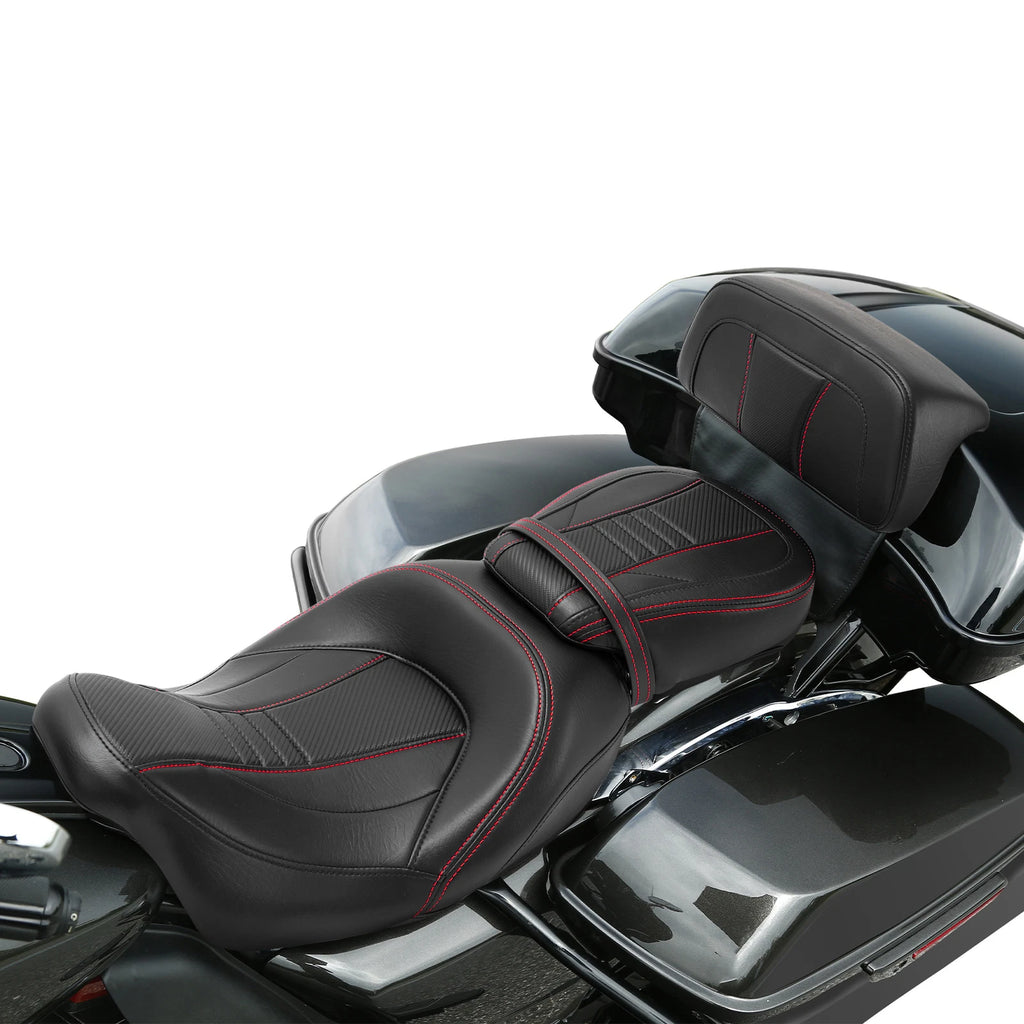 Driver Passenger Seat & Trunk Backrest Pad for Harley Touring (2014–2023)