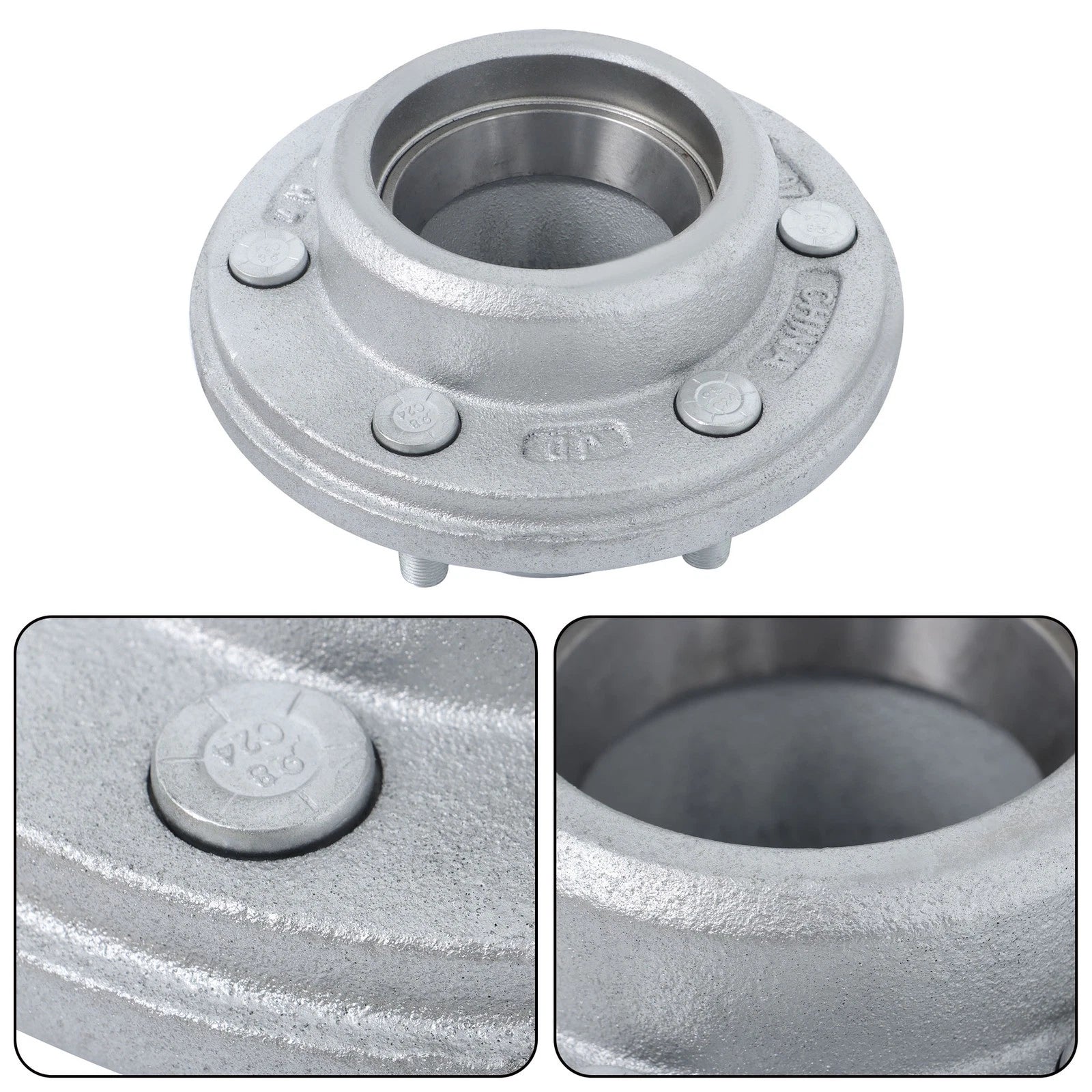 6 on 5.5" Galvanized Trailer Hub Kit for 5200-6000lbs Spindle w/ Bearings