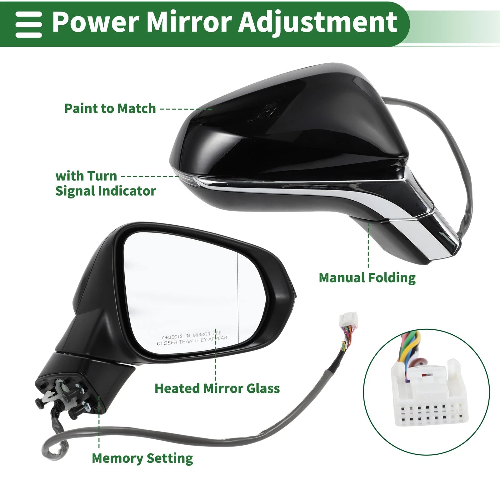 Right Side Door Mirror Replacement for Lexus NX200t (2015–2017) Manual Folding