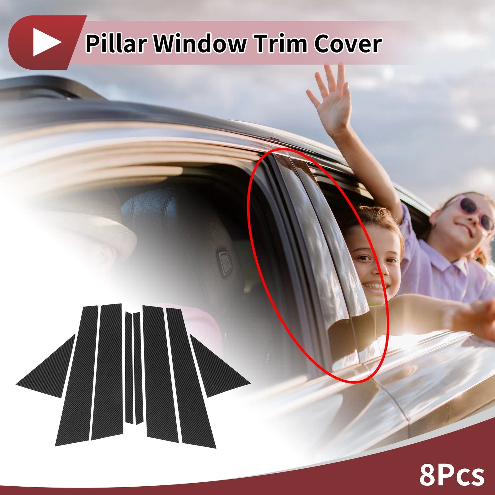 Door Pillar Window Trim Front Rear Left Right for Mazda 3 Hatchback (8 Pcs)