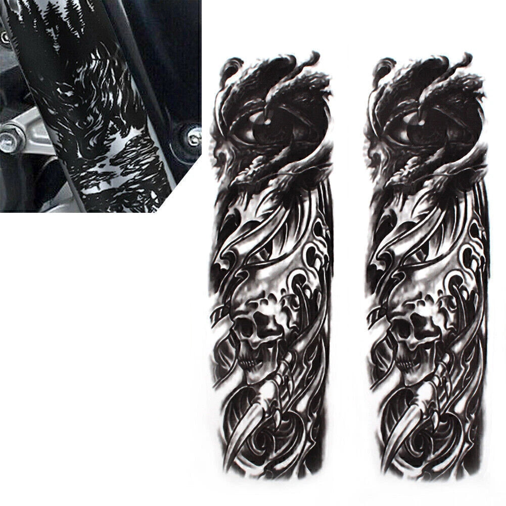 Custom Front Fork Skull Decal Medallion Nameplate Stickers A Fit Harley Yamaha