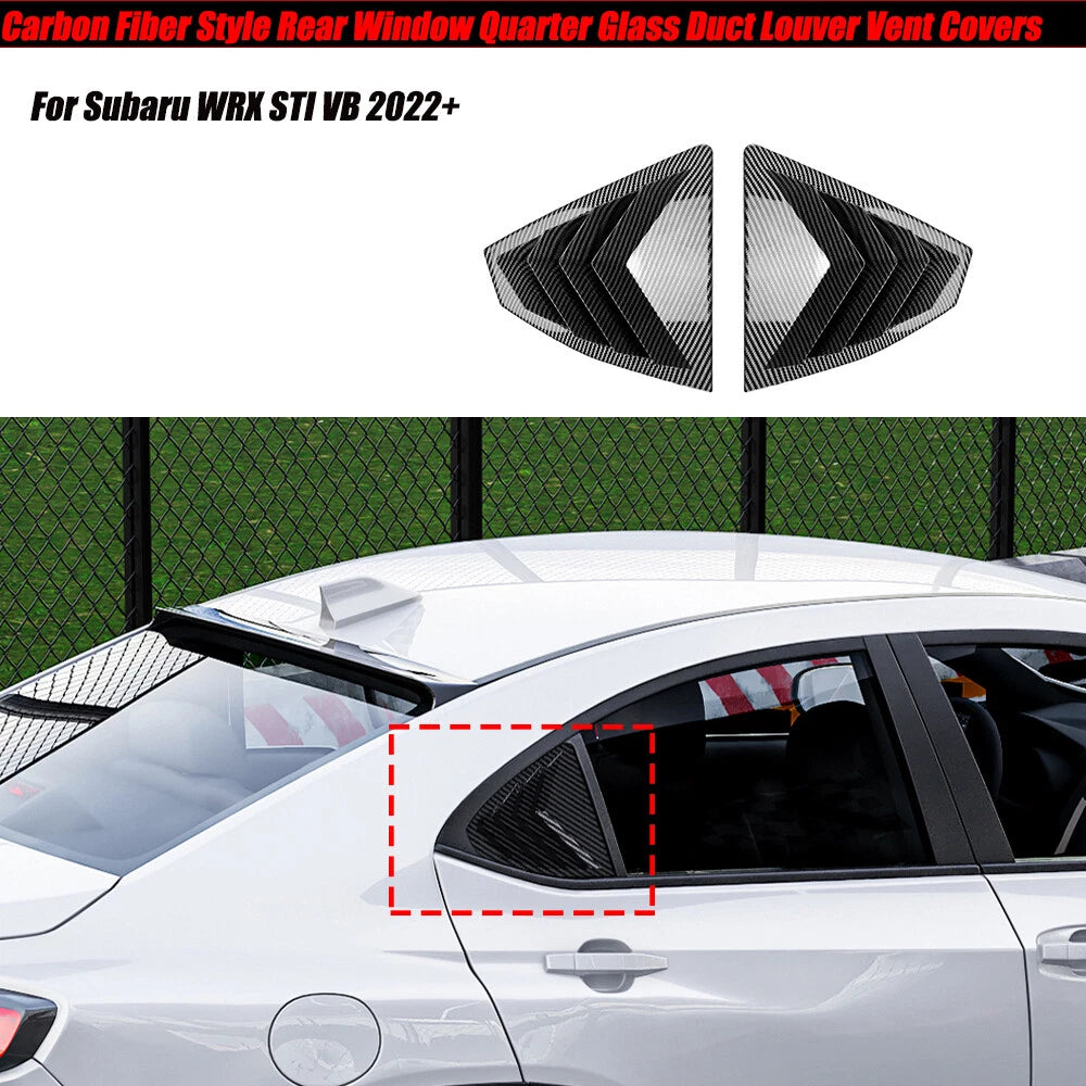 Carbon Style Quarter Window Louvers Vent Cover Trim for Subaru WRX STI (2022–2023)
