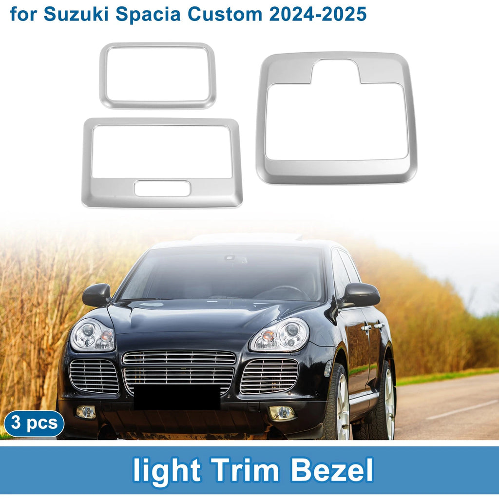 Light Trim Bezel Set for Suzuki Spacia Custom (2024–2025) Silver Tone