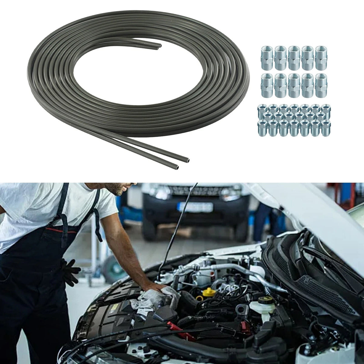 Brake Pipe Set of 2 for PVF (2010–2020) with Nuts and Connectors