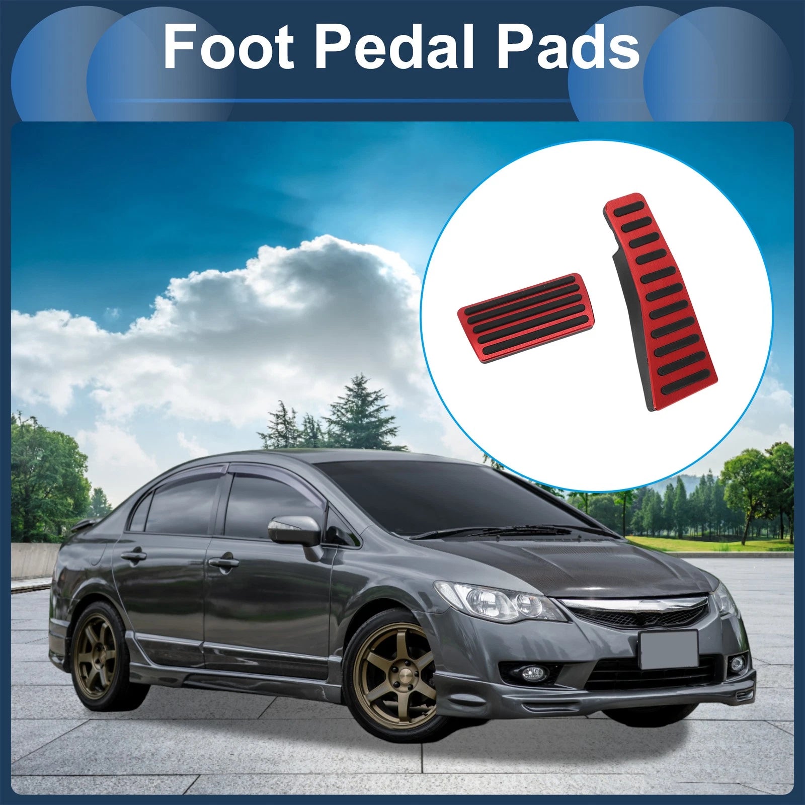 2 Pcs Foot Accelerator Pedal Covers Front for Honda Civic (2006–2009)
