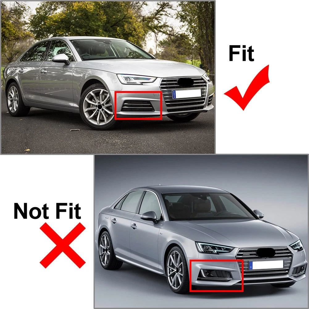 Pair Front Bumper Fog Light Grille Cover for Audi A4 B9 (2016–2018)