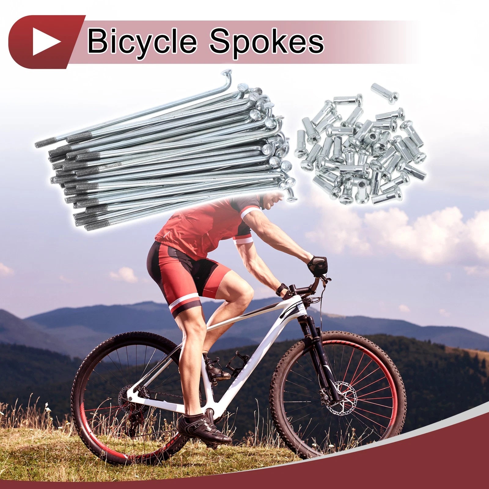 Bicycle Spokes Set 76mm Galvanized Steel for 13G Wheel (Qty 36)