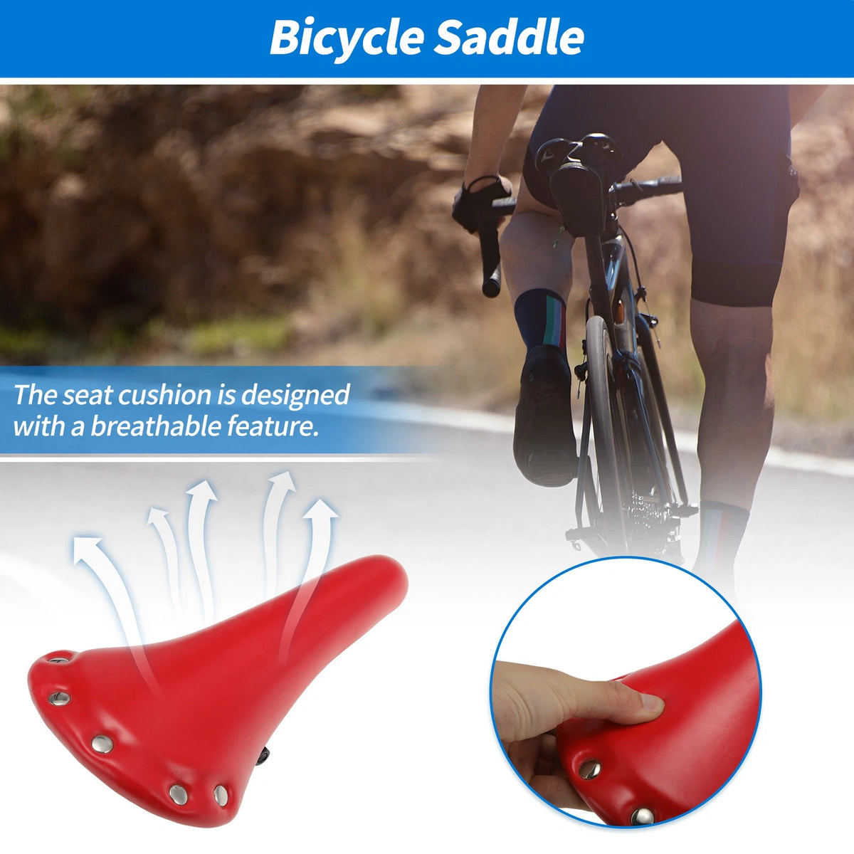 Bike Seat Cushion for Universal Bicycle (Waterproof, Comfortable, Red)