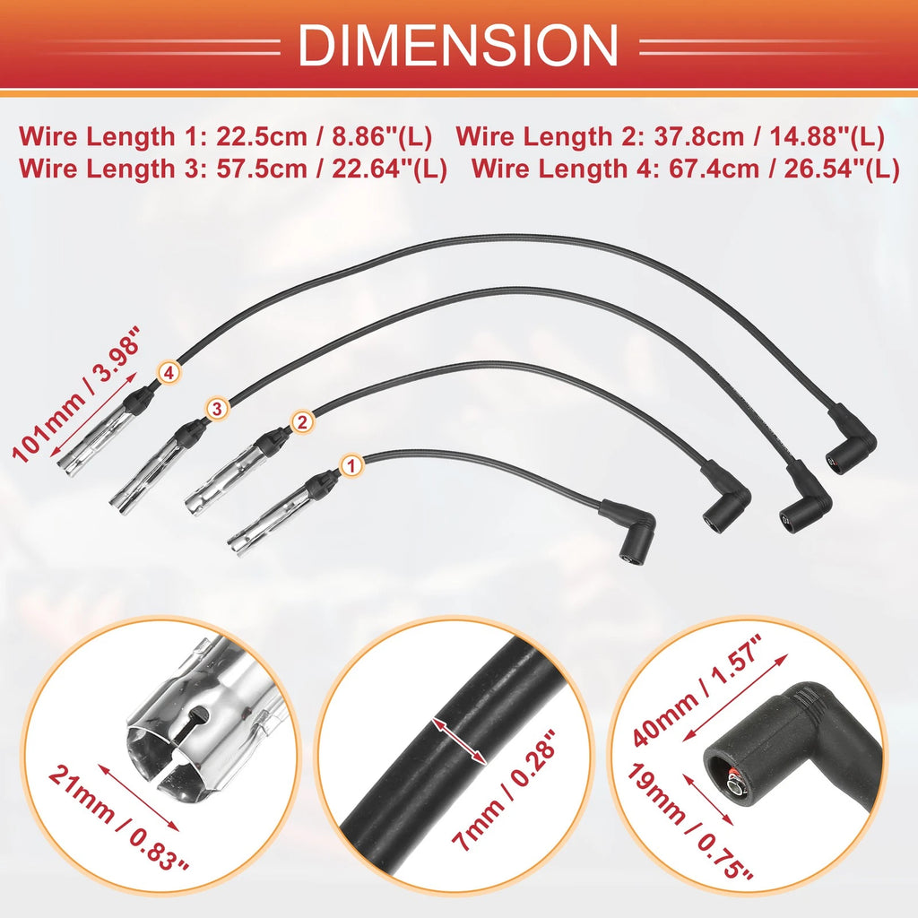Spark Plug Wire and Ignition Coil Cable Set for VW Beetle Golf (2001–2005)