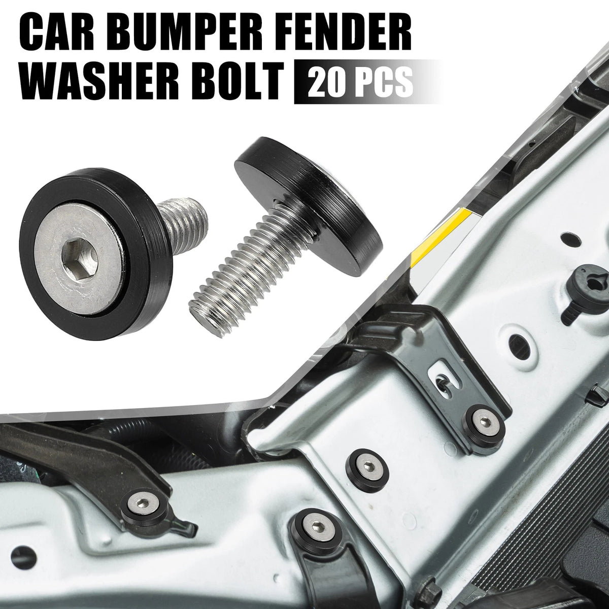 20pcs M6x20mm Fender Bumper Washer Bolt Set for Universal Vehicles