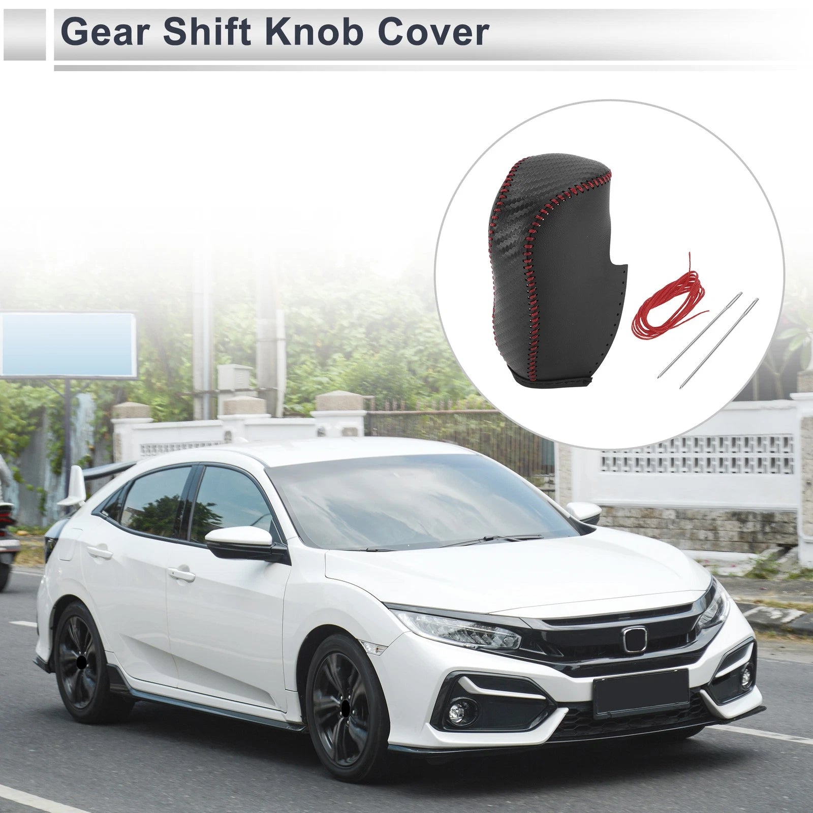 Gear Shift Knob Cover Replacement for Honda Civic (2012–2014) Black Carbon Fiber