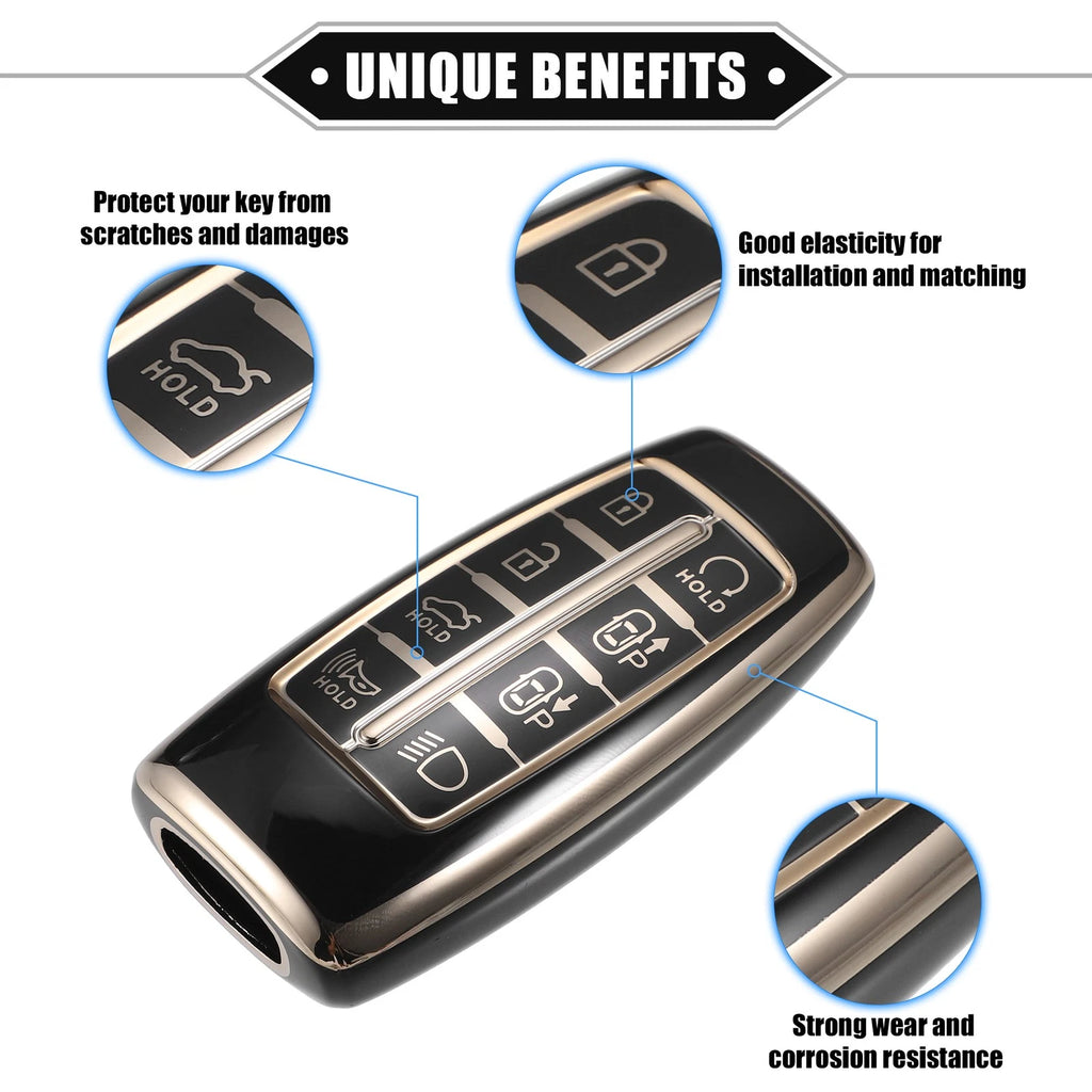 8 Button Key Fob Cover TPU Replacement for Hyundai Black (2007–2022)