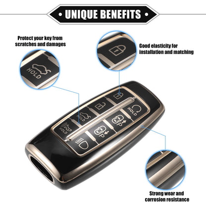 8 Button Key Fob Cover TPU Replacement for Hyundai Black (2007–2022)