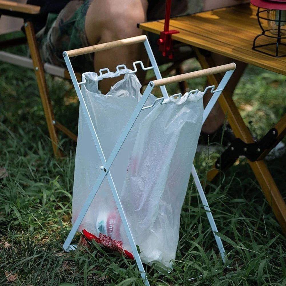 Foldable Camping Garbage Bag Holder Rack for Outdoor Use
