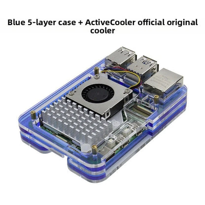 5-Layer Acrylic Case for Raspberry Pi 5 with Cooling Fan