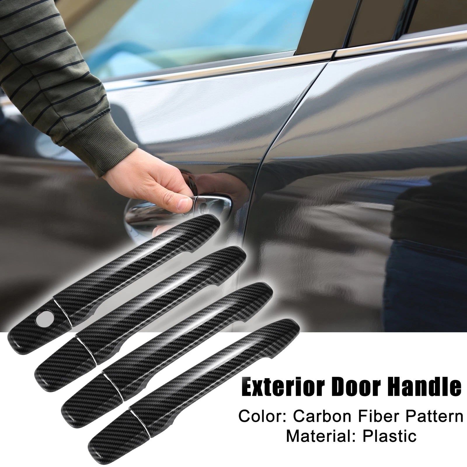 Door Handle Cover Keyless Holes Replacement for Mitsubishi Carbon Black (2000–2016)