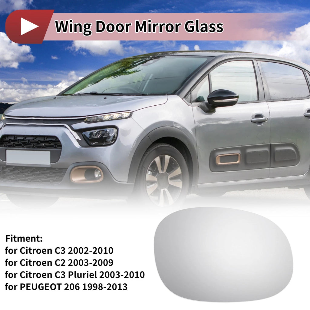 1 Pc Left Side Wing Mirror Glass for Citroen C3 (2002–2010)