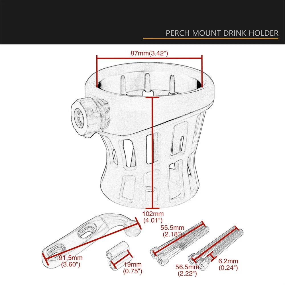 Handlebar Drink Cup Holder with Mesh Basket for Motorcycle, Bike (Universal)