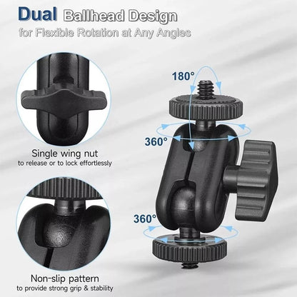 Dual Ball Head Adjustable Phone Mount Arm for 360 Degree Rotation
