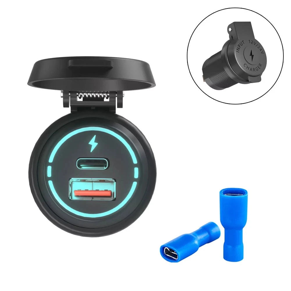 Fast Charger USB Type C QC3.0 PD for Car Cigarette Lighter Socket