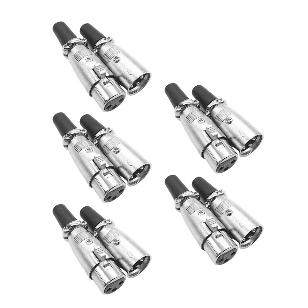 10 Pack XLR 3-Pin Female Male Microphone Adapter Cable Connector