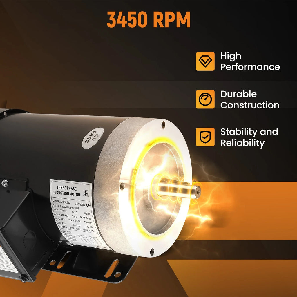 2HP Electric Motor for Compressor Duty 56C Frame 3 Phase 3450 RPM