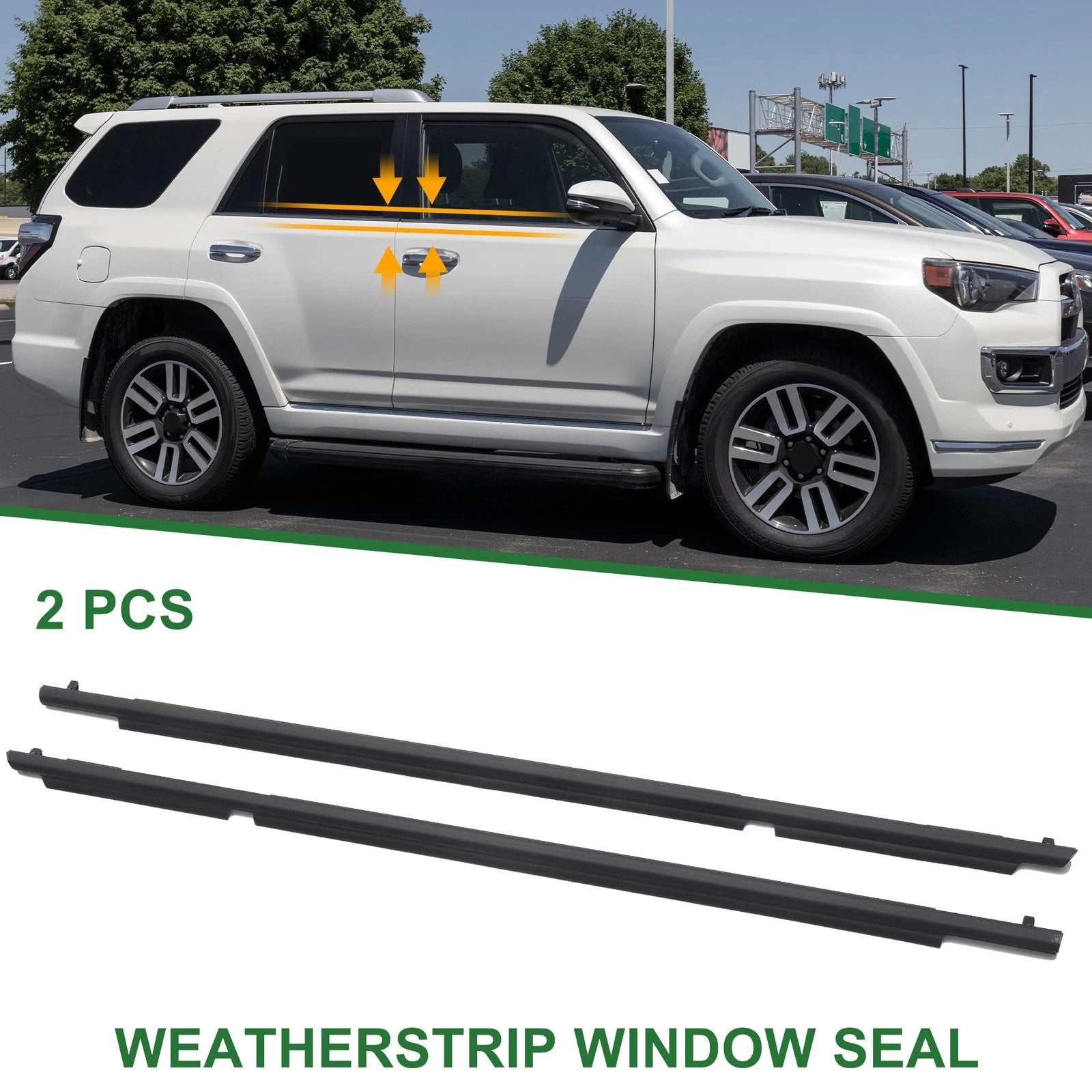 2pcs Rear Window Weatherstrip Seal Left Right Replacement for Toyota 4Runner (2010–2021)