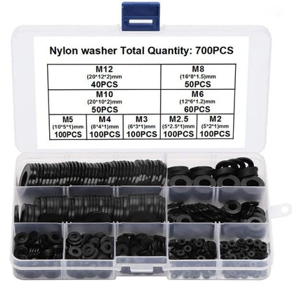 700PCS Flat Nylon Washers for M2 Threaded Parts