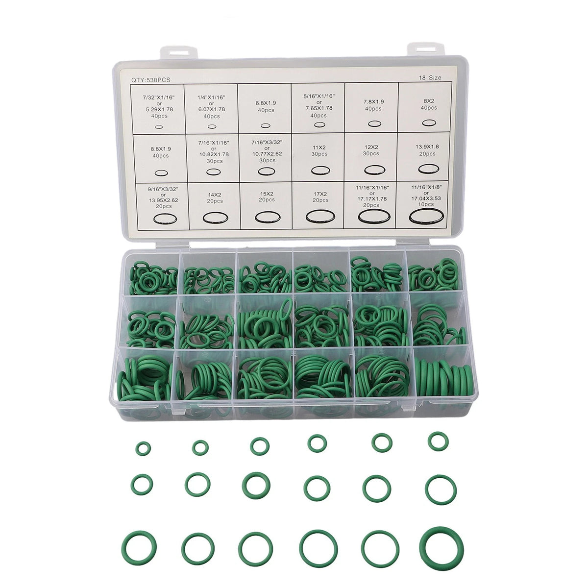 Set of 530 O-Ring Seals for R134a Air Conditioning Systems