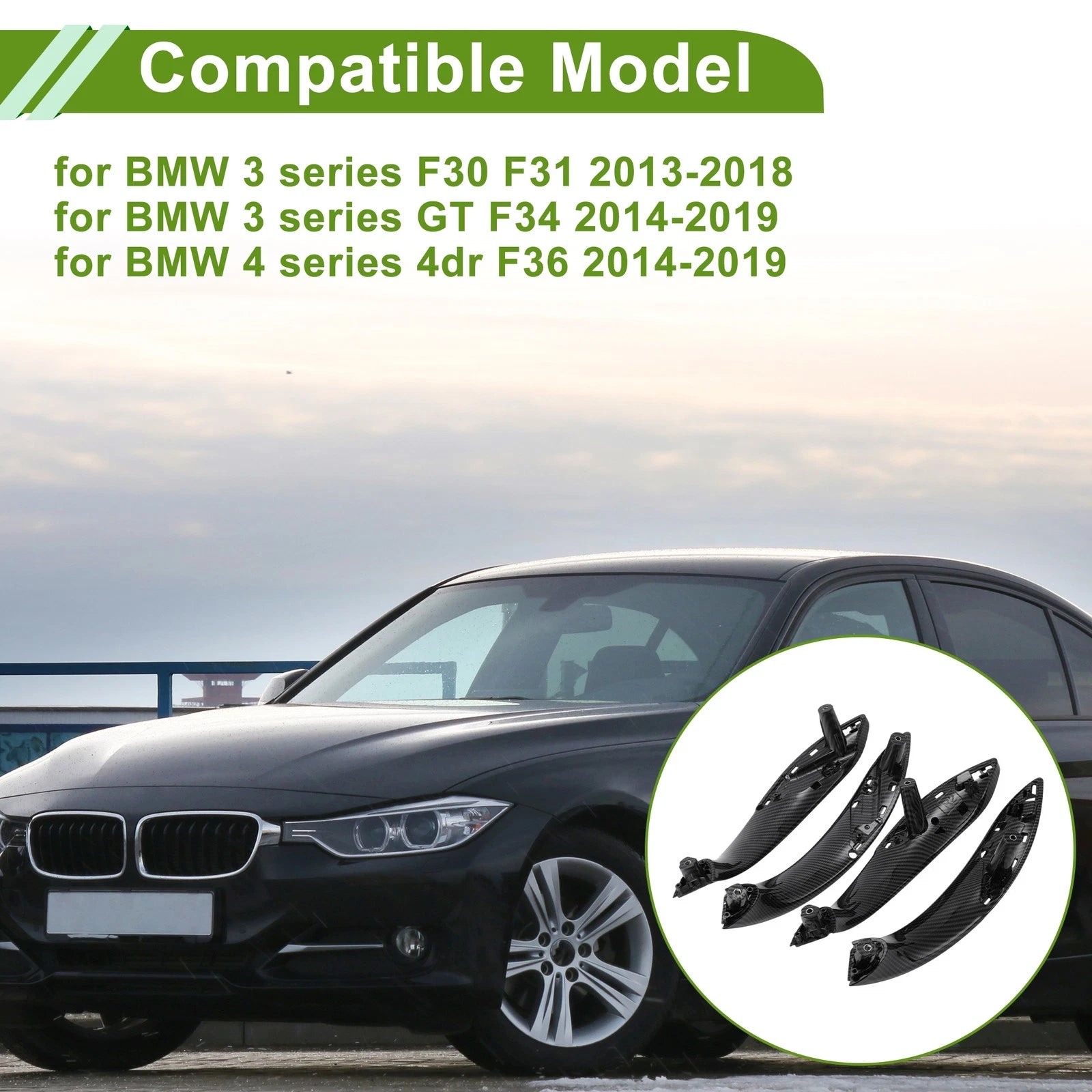 Door Panel Handle Pull Trim Cover Replacement for BMW 3 Series F30 F31 (2013–2018)
