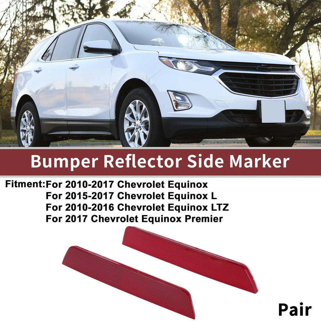 Pair Rear Bumper Reflectors Left Right Replacement for Chevrolet Equinox (2010–2016)