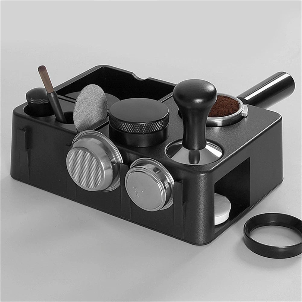 Espresso Tamping Station with Adjustable Height for Coffee Preparation