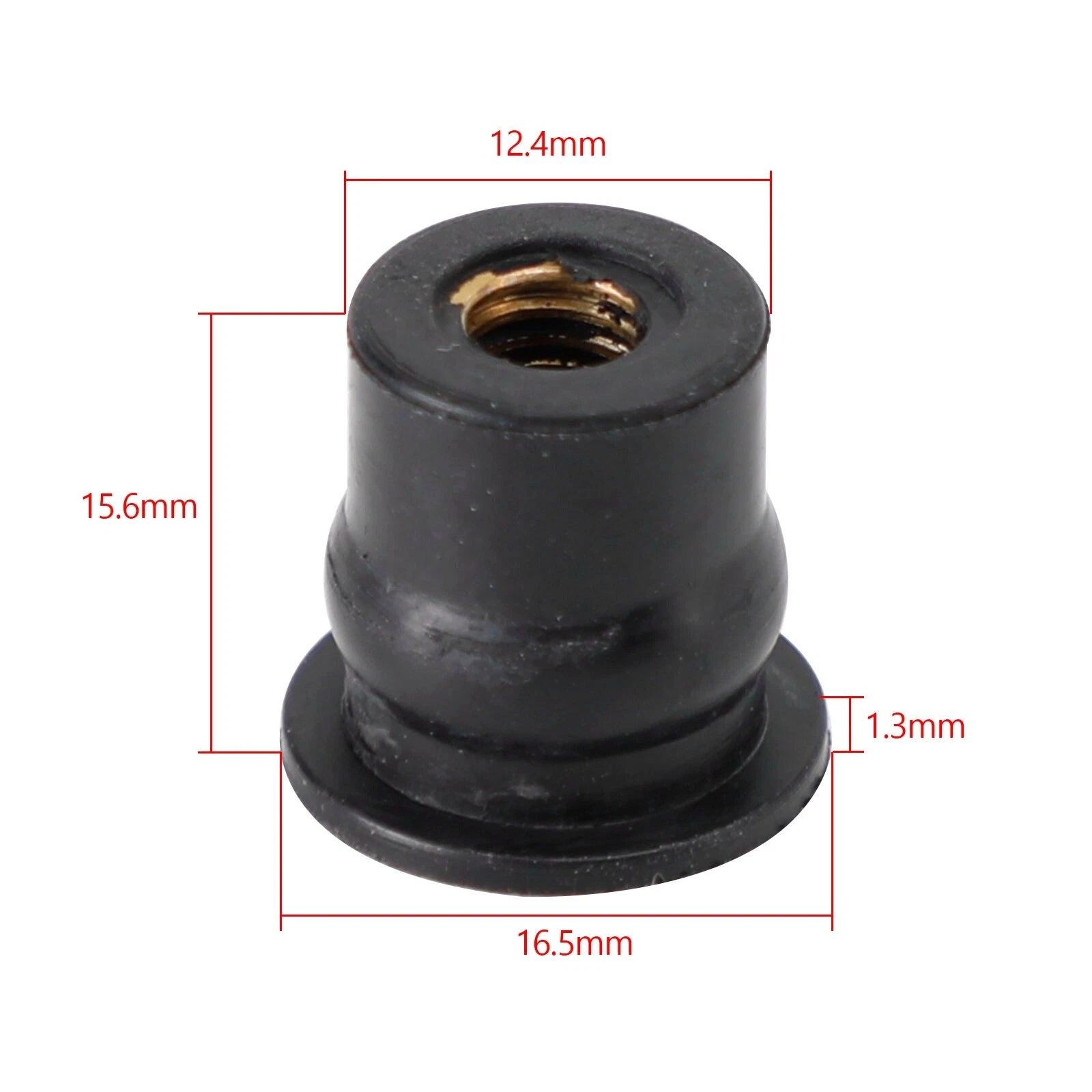 20 M6 Rubber Well Nuts for Windscreen & Fairing (Fits 13mm Hole)