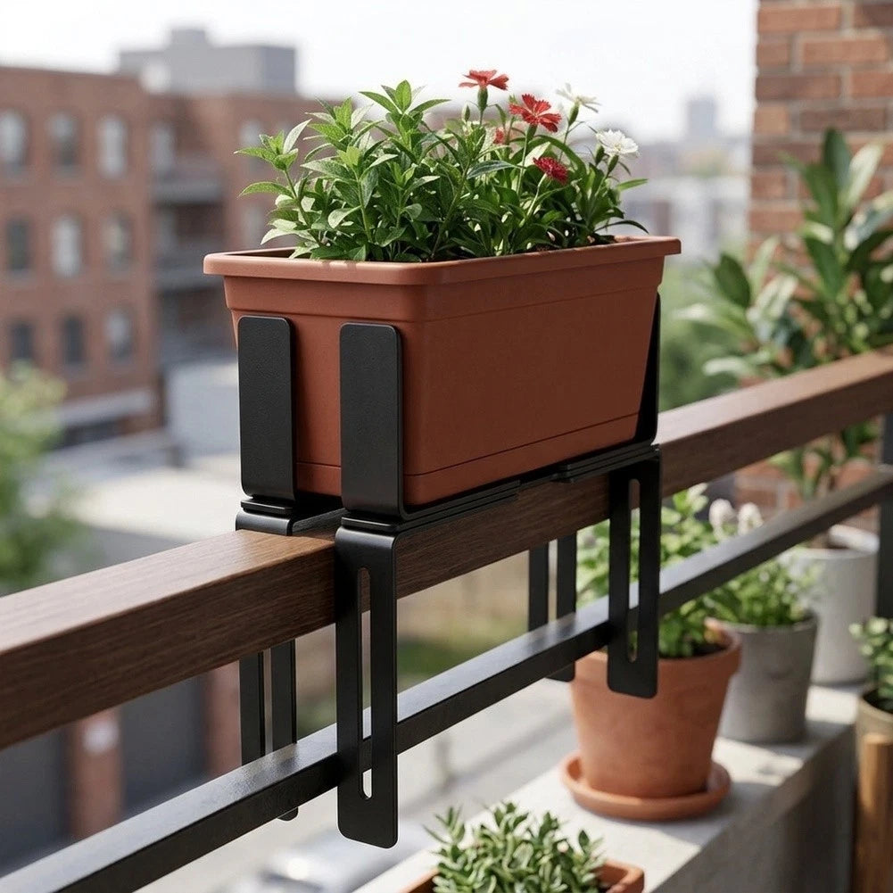 Adjustable Metal Balcony Flower Box Support Bracket - No Drill Installation