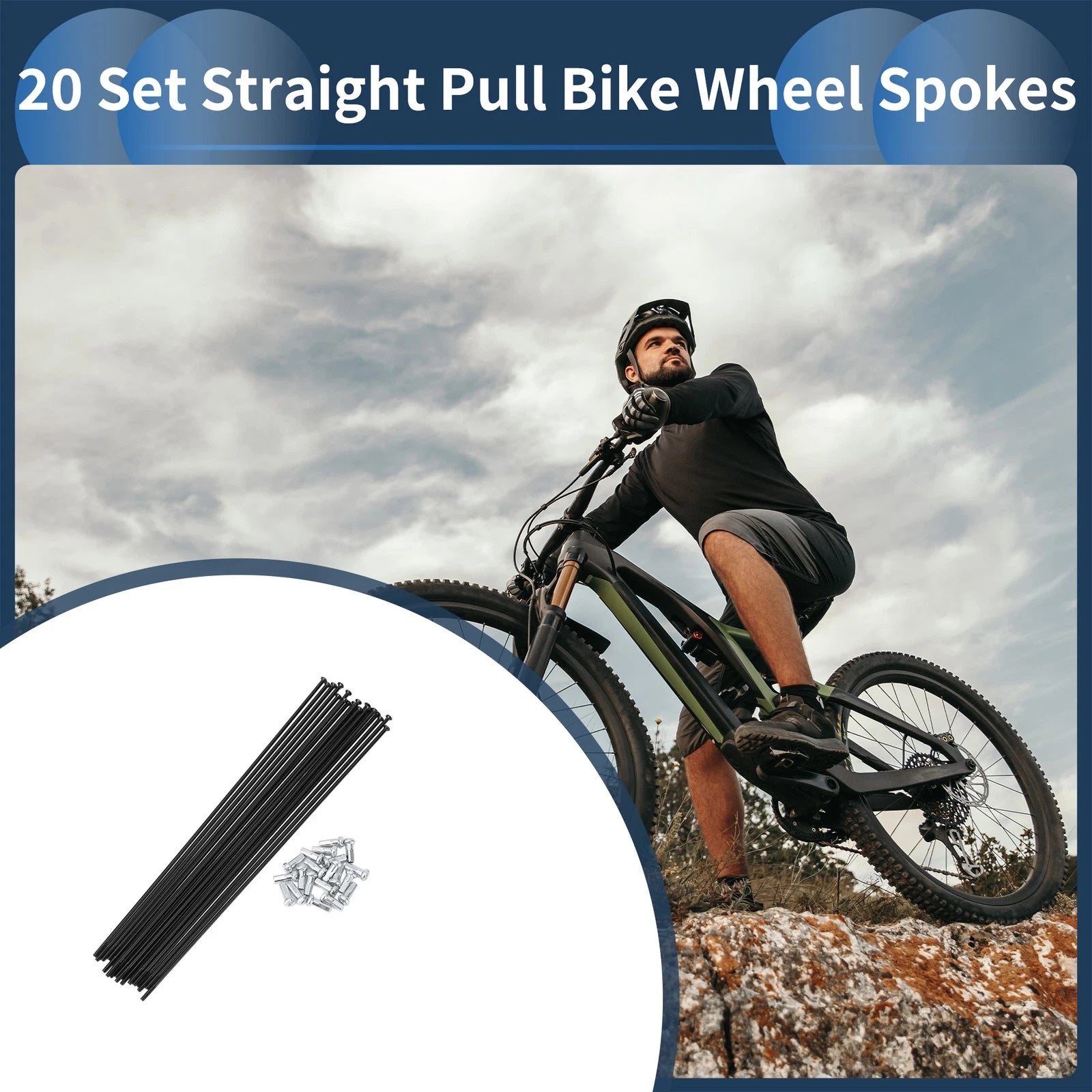Bicycle Wheel Spokes 191mm Straight Pull Replacement for Universal Set (191mm)