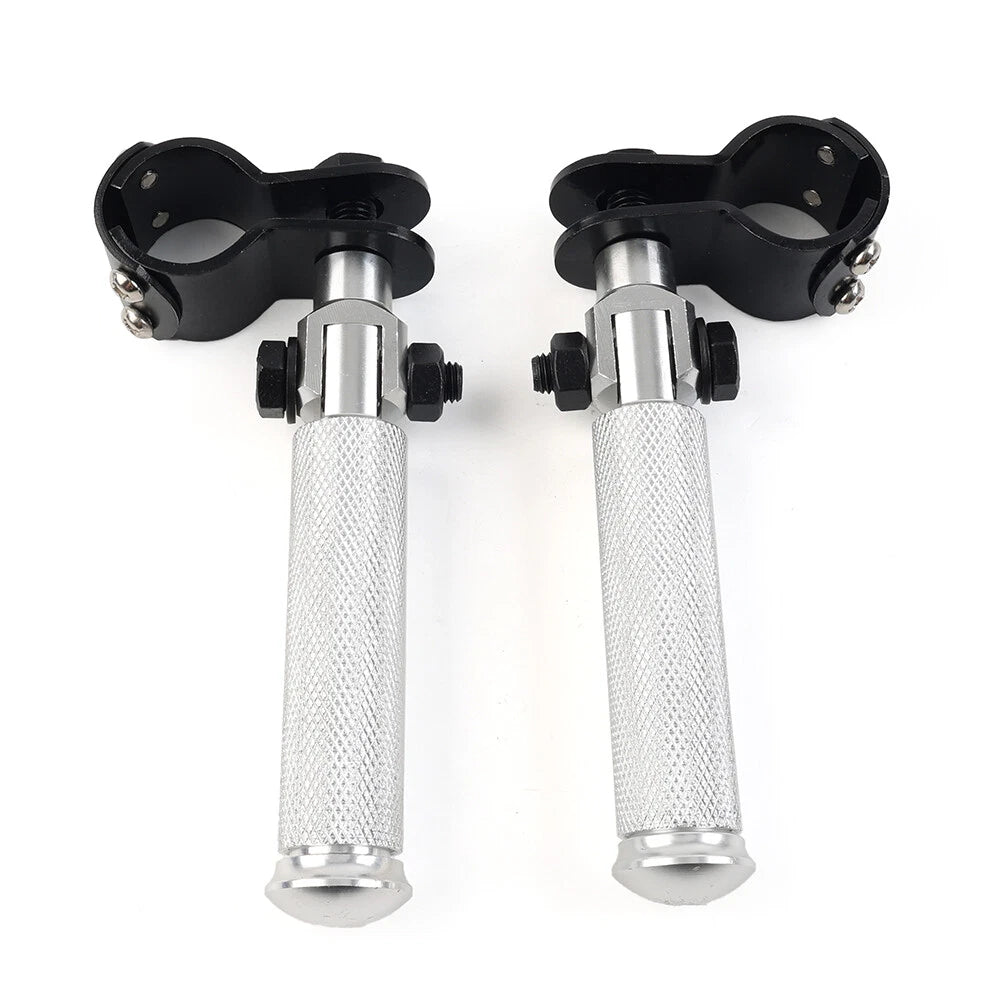 Pair Silver Universal Motorcycle Footpegs Footrest Racing Pedal (30-33mm)