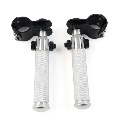 Pair Silver Universal Motorcycle Footpegs Footrest Racing Pedal (30-33mm)