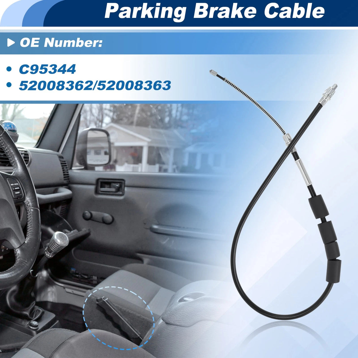 2Pcs Rear Parking Brake Cable for Jeep Wrangler TJ (1997–2006)