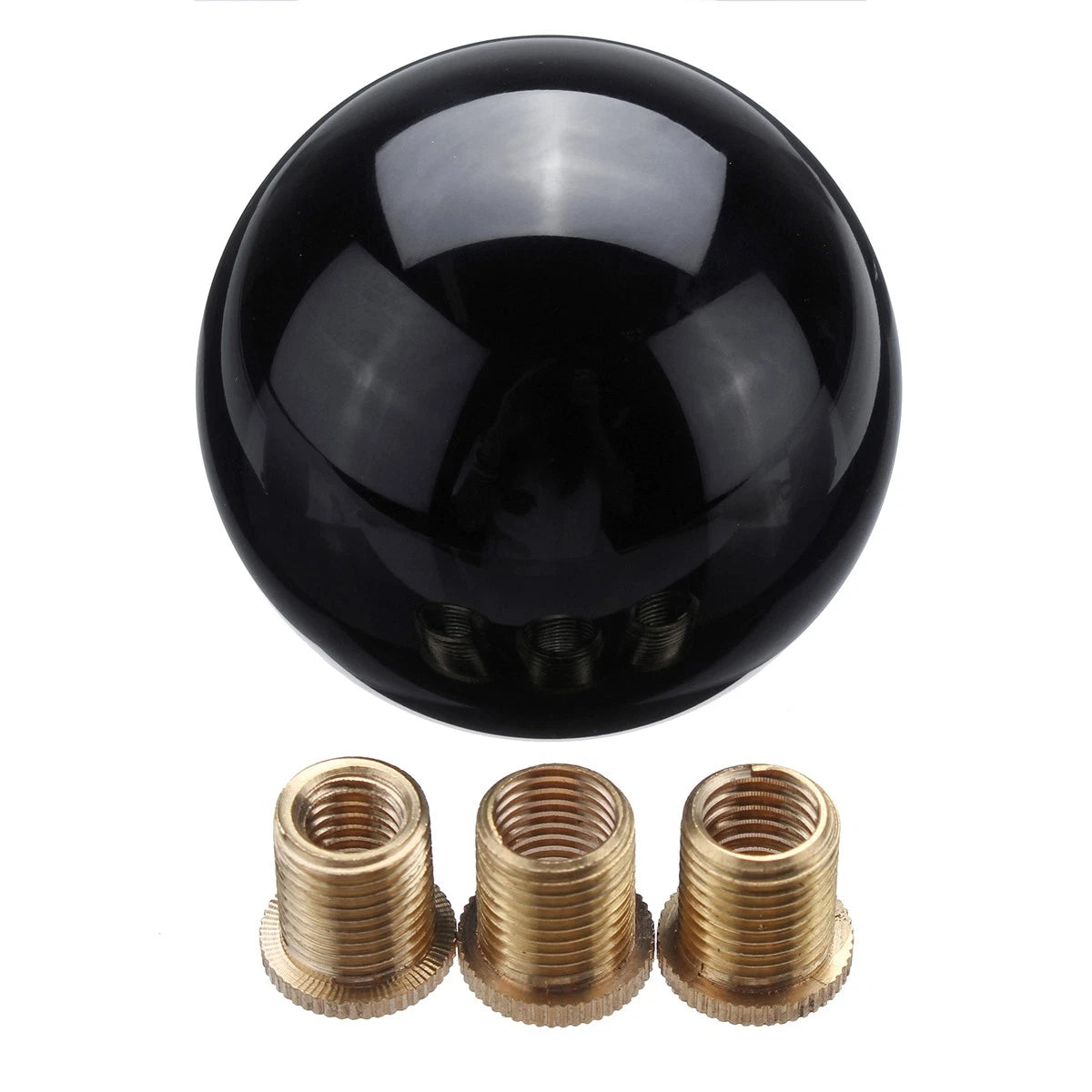 Black Round Ball Shift Knob for Universal Gear Shifter with 3 Adapters