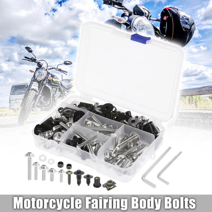 Motorcycle Fairing Body Bolt Kit Silver Tone for Kawasaki Suzuki BMW (195pcs)