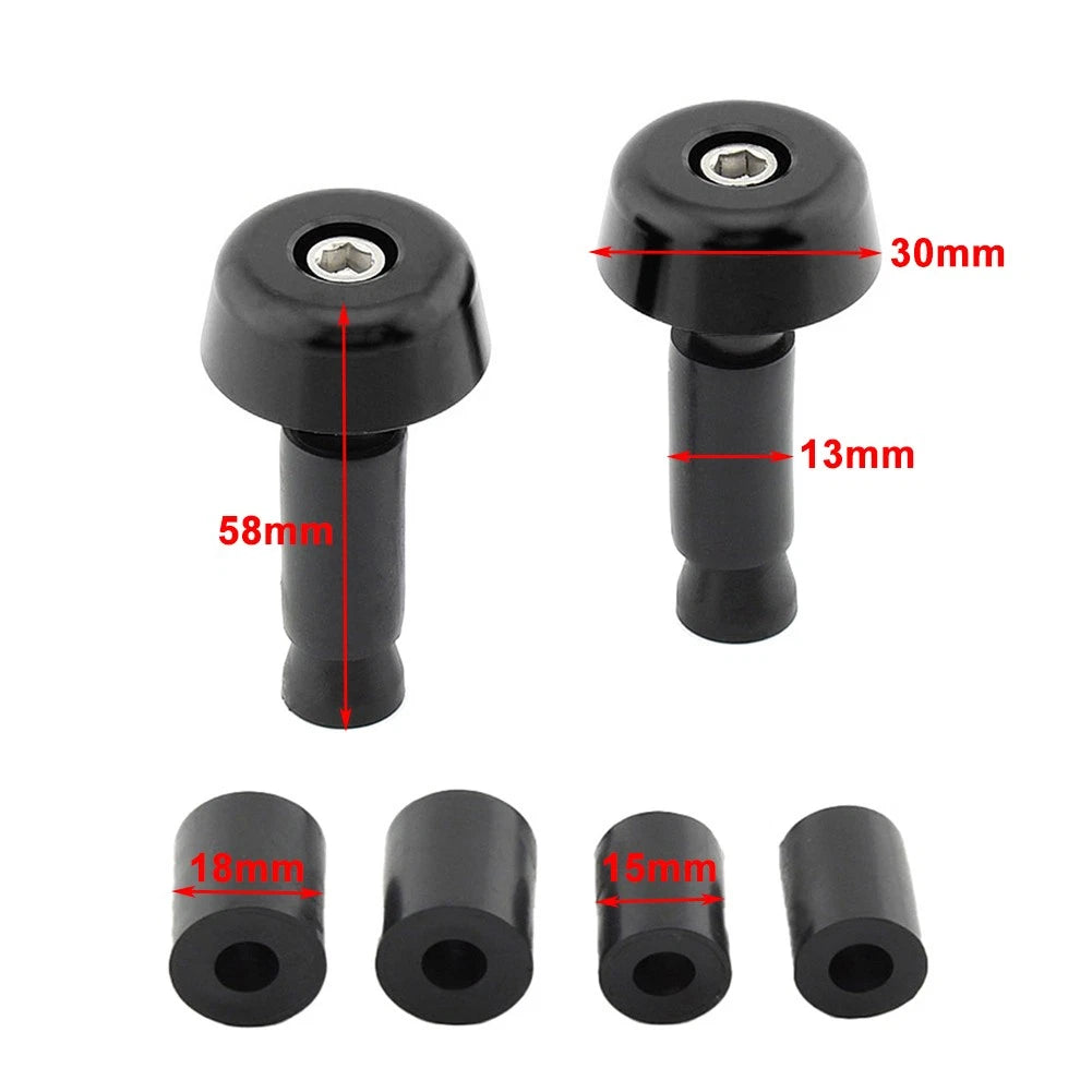Black Universal Motorcycle 0.5in/12.7MM Handlebar Hand Grips Handle Bar End Cap