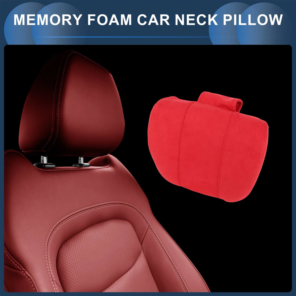 Memory Foam Neck Pillow for Universal Car Seat (1 Pc) - Red