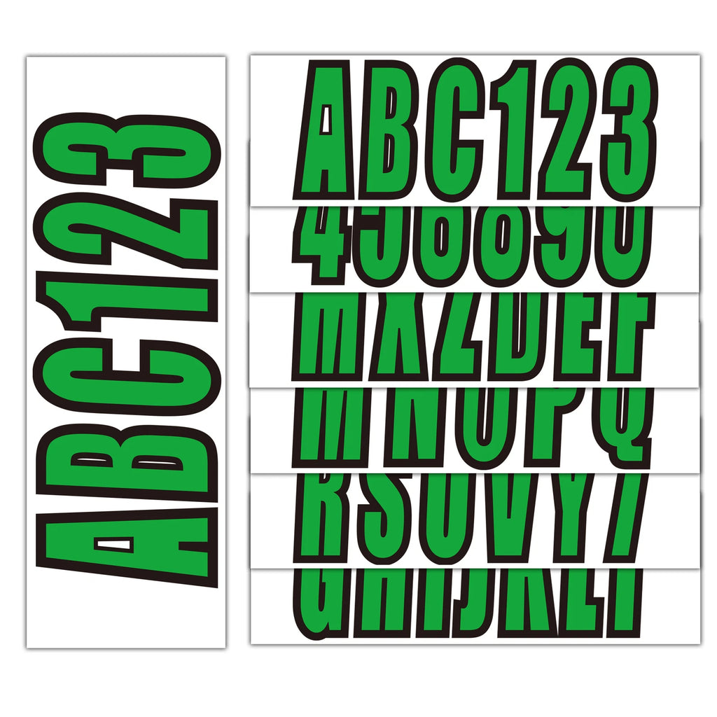 Set of 4 Boat Registration Decal Stickers A-Z & 0-9 Green