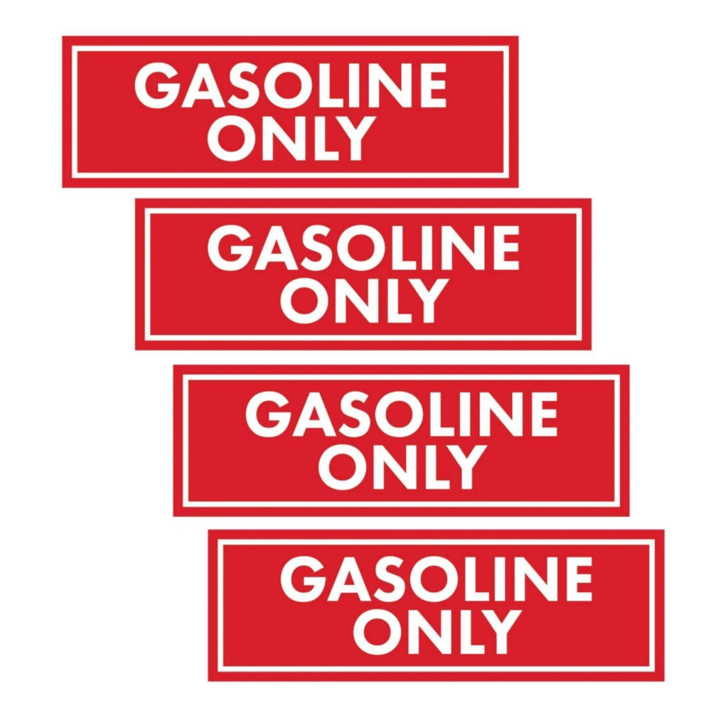 Clear Gasoline Only Identification Stickers Set of 4