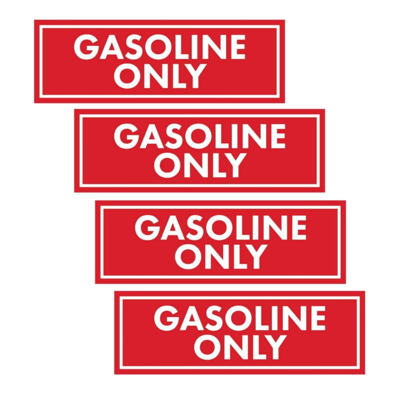 Clear Gasoline Only Identification Stickers Set of 4