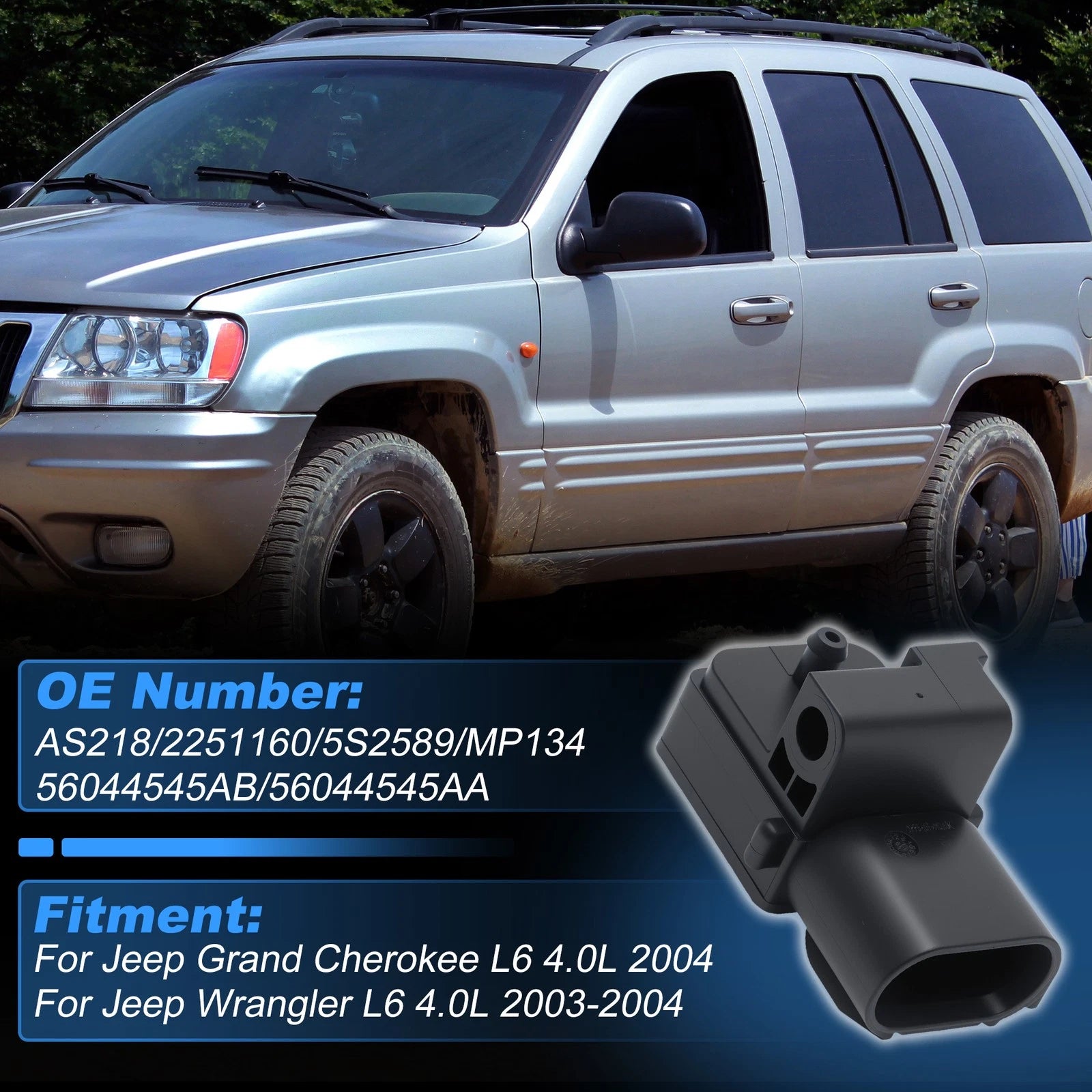 Map Sensor for Jeep Grand Cherokee, Wrangler L6 4.0L (2003–2004)
