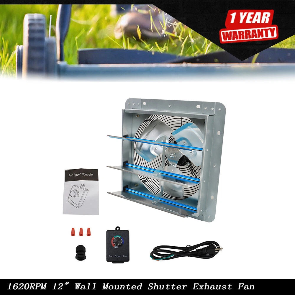 12" Wall Mounted Shutter Exhaust Fan for (1620RPM)
