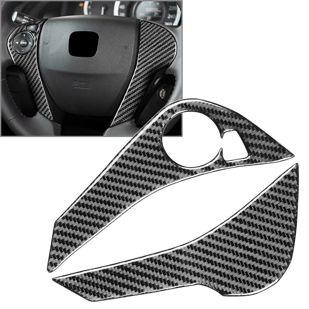 2X Carbon Fiber Steering Wheel Button Cover for Honda Accord (2013–2017)