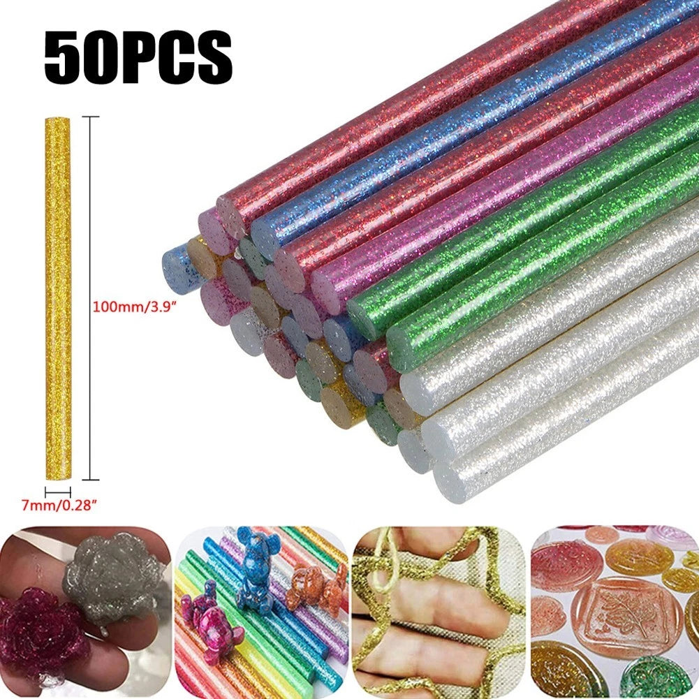 Multi Use Glittered Hot Melting Glues Pack of 50